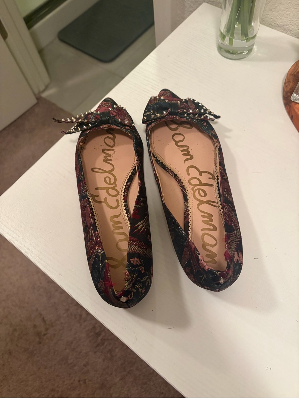 Sam Edelman Black Multi Floral Brocade Pointed Toe Flats - Picture 3 of 4